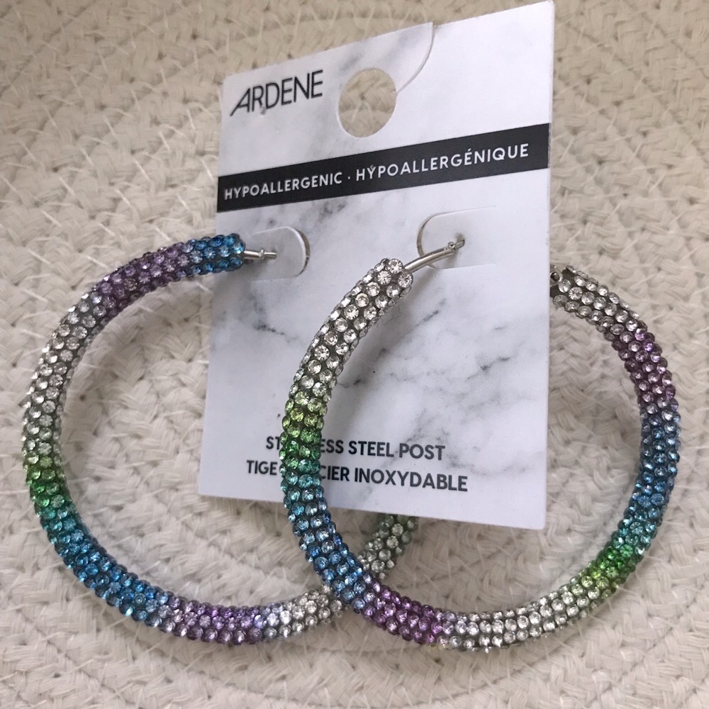 Ardene Multicolour Crystal Hoop Earrings